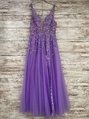 PURPLE SPARKLY A LINE GOWN