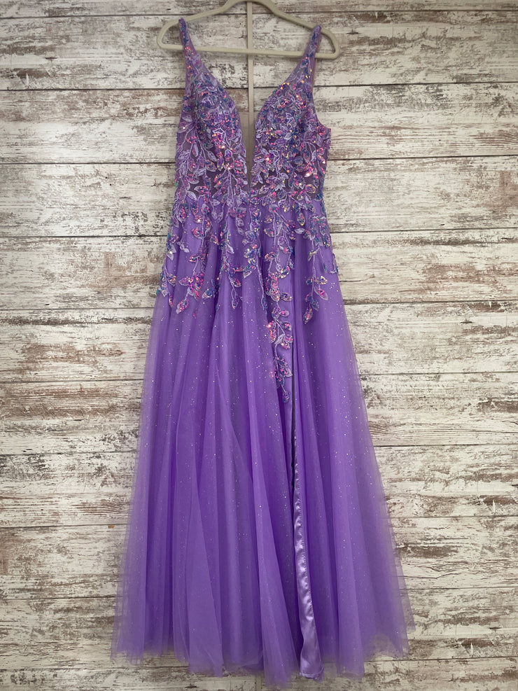 PURPLE SPARKLY A LINE GOWN