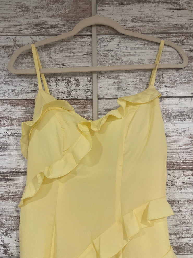 YELLOW RUFFLED LONG DRESS -NEW
