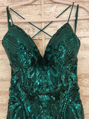 GREEN SPARKLY LONG EVENING GOW