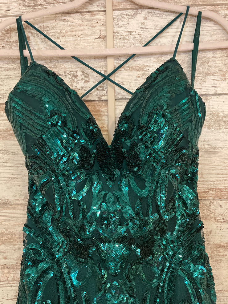 GREEN SPARKLY LONG EVENING GOW
