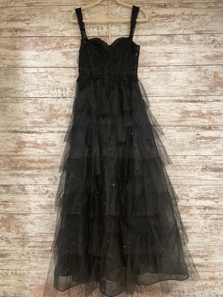 BLACK TIERED SPARKLY A LINE