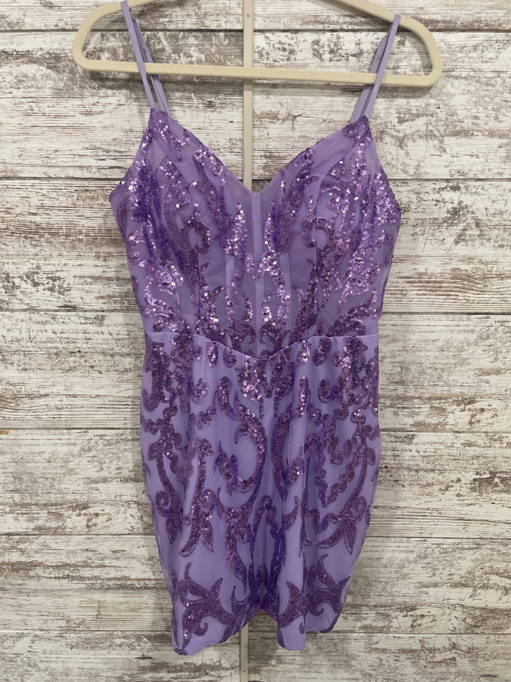 LAVENDER SPARKLY SHORT DRESS