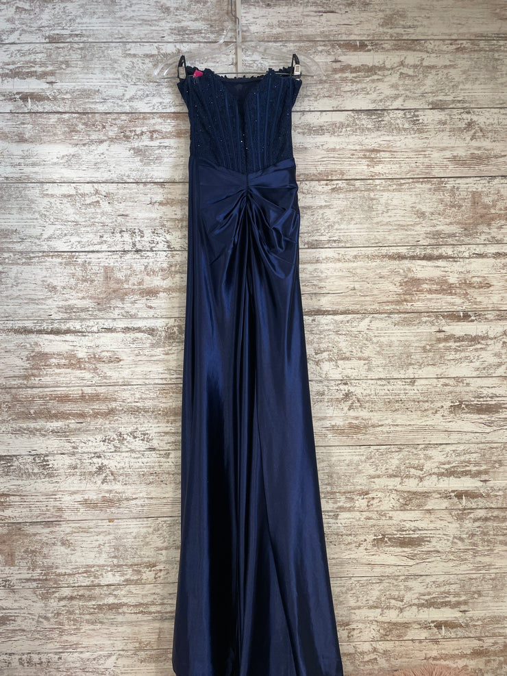 NAVY LONG EVENING GOWN