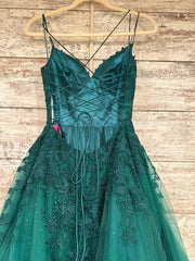 GREEN/FLORAL A LINE GOWN
