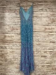 BLUE BEADED LONG DRESS (NEW)