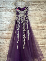 PURPLE/WHITE A LINE GOWN $625