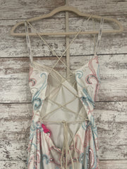 WHITE/BLUE/PINK BEADED DRESS