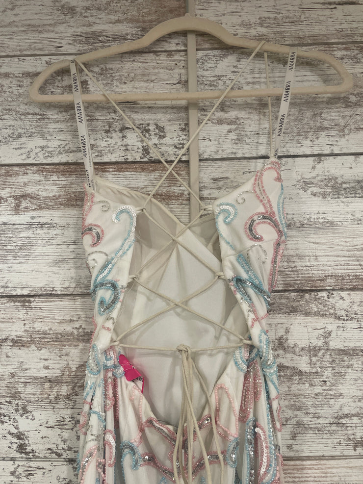 WHITE/BLUE/PINK BEADED DRESS