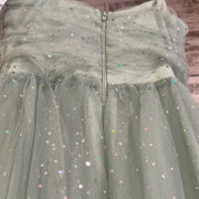GREEN SPARKLY A LINE GOWN
