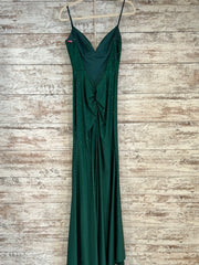 GREEN BEADED LONG EVENING GOWN