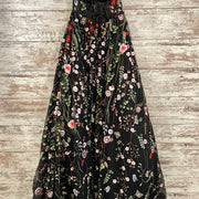 BLACK/FLORAL A LINE GOWN
