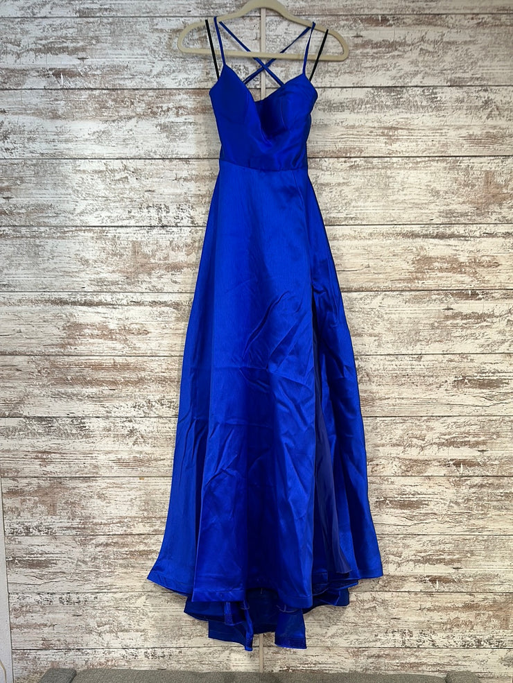 ROYAL BLUE A LINE GOWN
