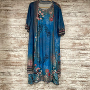 BLUE/FLORAL 2 PC. MAXI DRESS