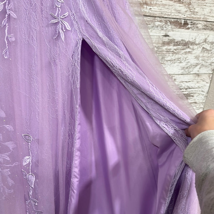 LAVENDER/FLORAL A LINE GOWN