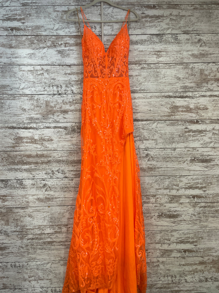 ORANGE SPARKLY LONG DRESS