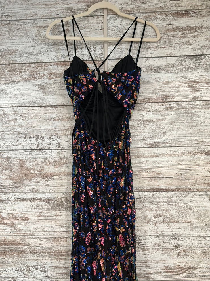 BLACK/COLORFUL LONG DRESS
