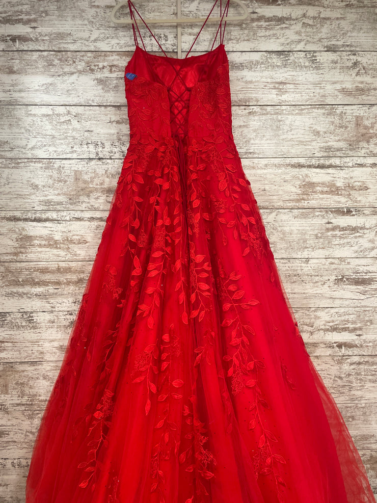 RED/FLORAL A LINE GOWN