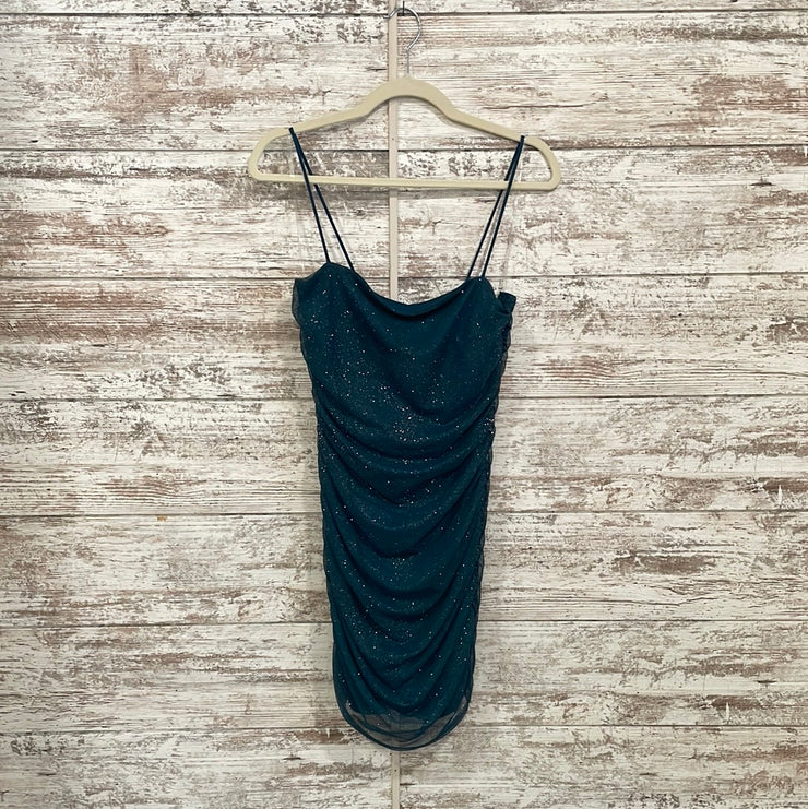 GREEN SPARKLY SHORT DRESS