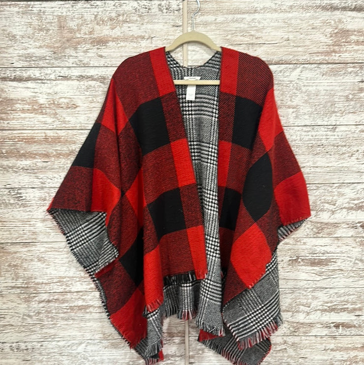 RED/BLACK REVERSIBLE PONCHO