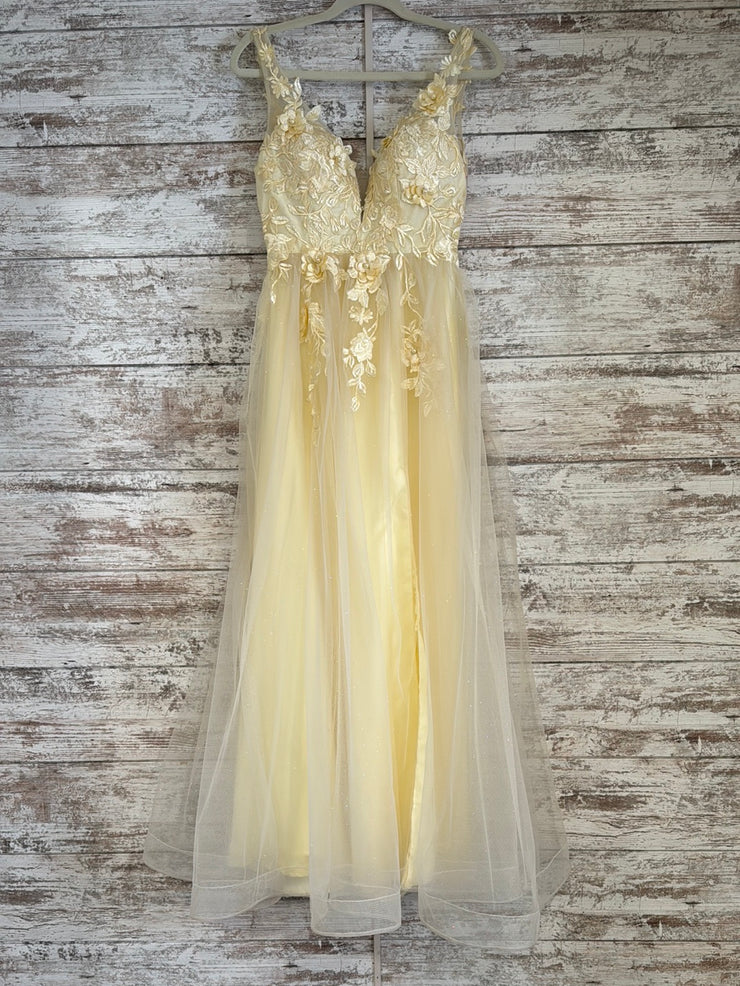 YELLOW/FLORAL A LINE GOWN