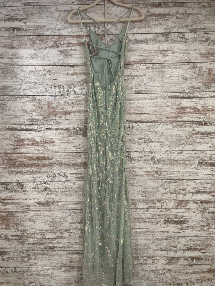 GREEN SPARKLY LONG EVENING GOW