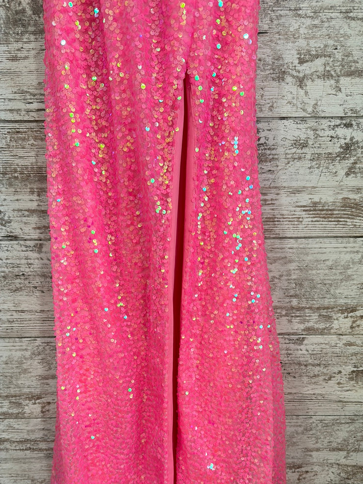 PINK SEQUIN LONG EVENING GOWN