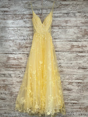 YELLOW/FLORAL A LINE GOWN