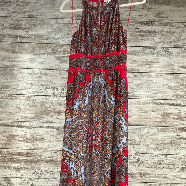 RED/BLUE FLORAL MAXI DRESS