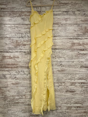 YELLOW RUFFLED LONG DRESS -NEW