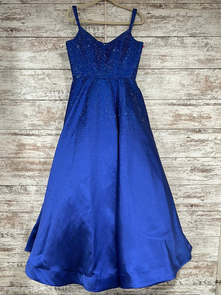 ROYAL BLUE SPARKLY A LINE GOWN