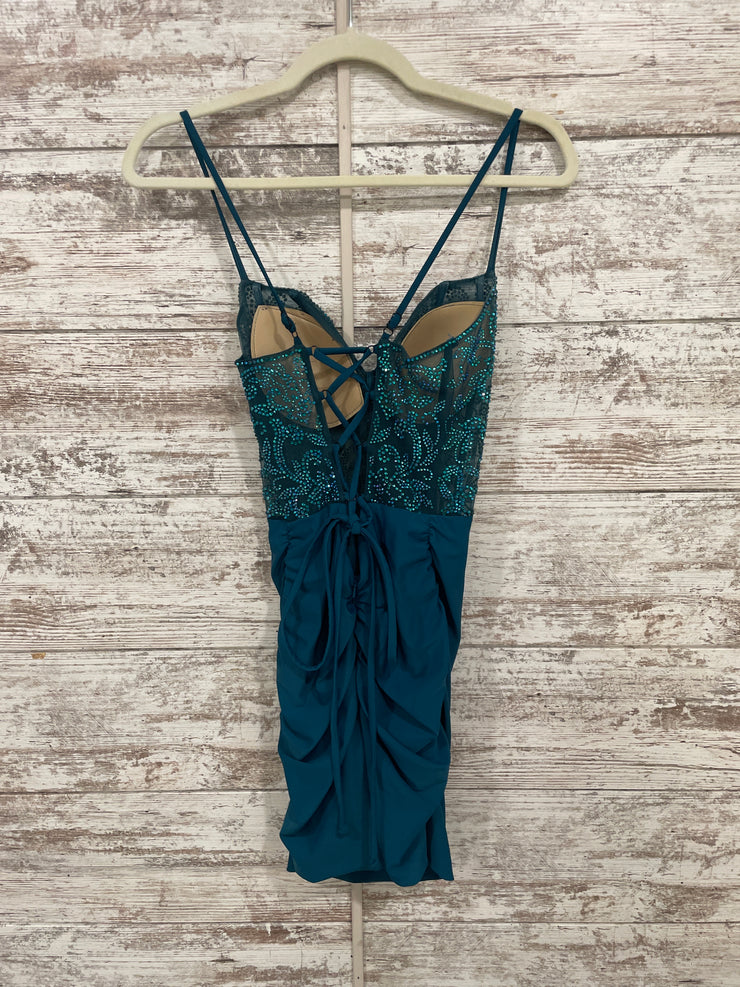 TEAL SPARKLY SHORT DRESS