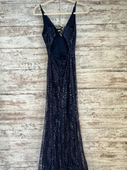 NAVY SPARKLY LONG EVENING GOWN