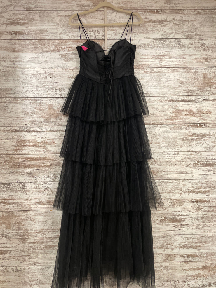 BLACK LAYERED A LINE GOWN
