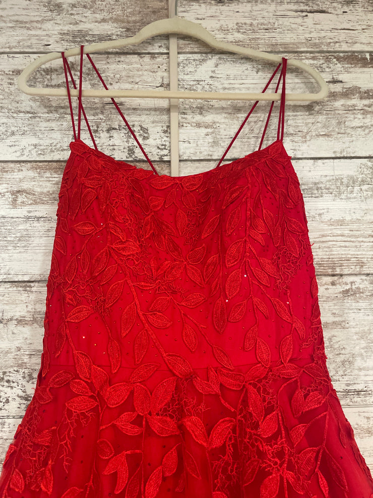 RED/FLORAL A LINE GOWN