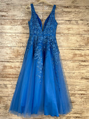 BLUE/FLORAL A LINE GOWN