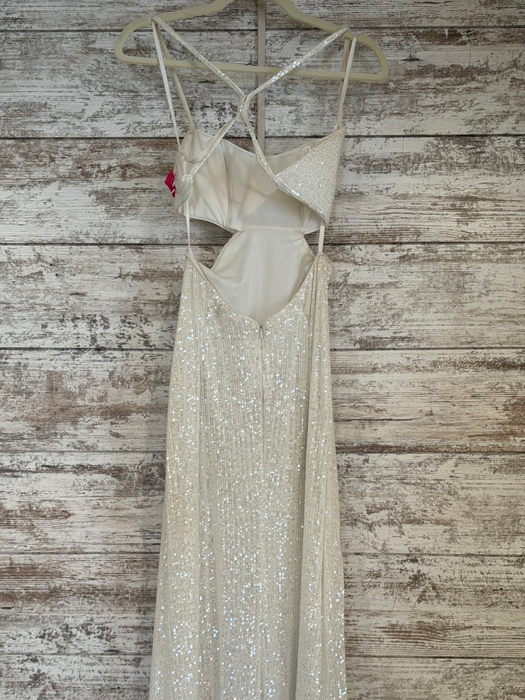 WHITE SPARKLY LONG DRESS