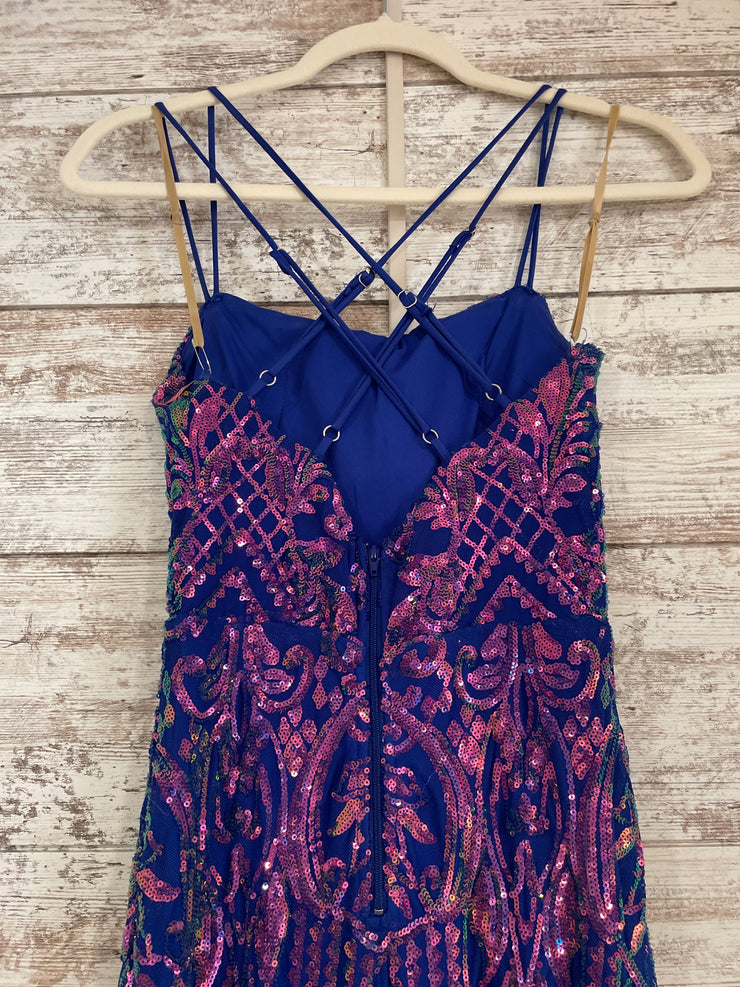 ROYAL BLUE SPARKLY LONG DRESS