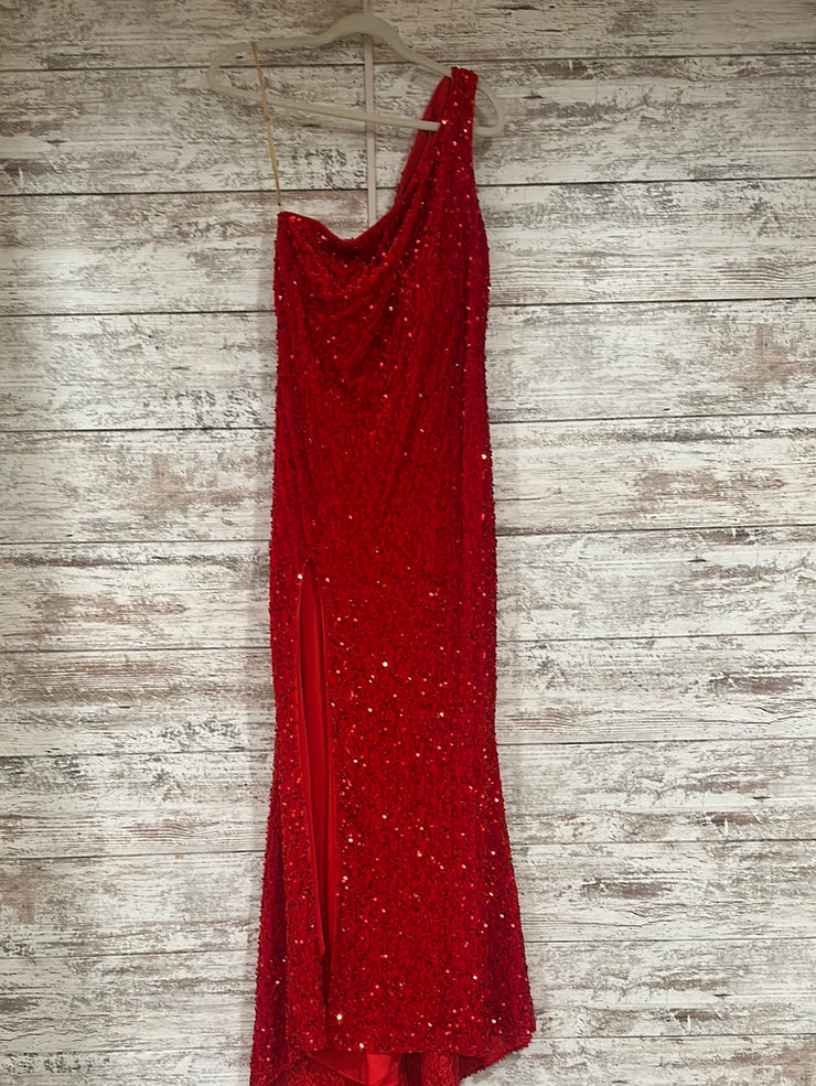RED SEQUIN LONG EVENING GOWN