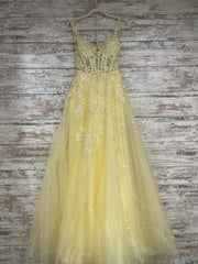 YELLOW/FLORAL A LINE GOWN- NEW