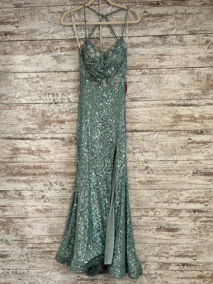 GREEN FULL SEQUIN LONG DRESS