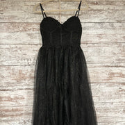 BLACK SPARKLY A LINE GOWN