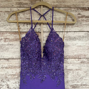 PURPLE FITTED LONG EVENING GOW