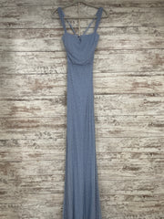 BLUE BEADED LONG EVENING GOWN