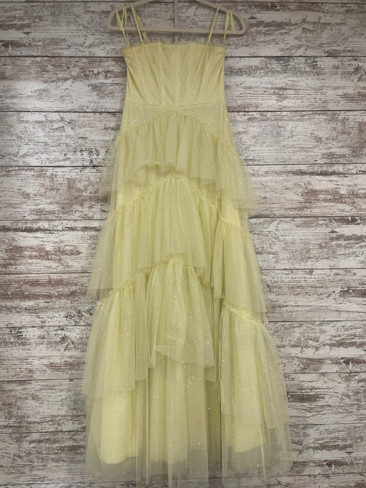 YELLOW SPARKLY TIERED A LINE