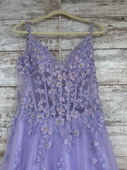 LAVENDER SPARKLY A LINE GOWN