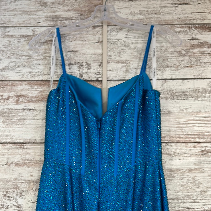 TURQUOISE BEADED LONG DRESS