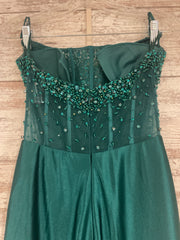 GREEN LONG EVENING GOWN