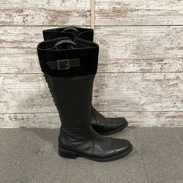 BLACK TALL LEATHER BOOTS $150