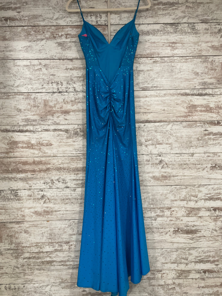 TEAL SPARKLY LONG EVENING GOWN